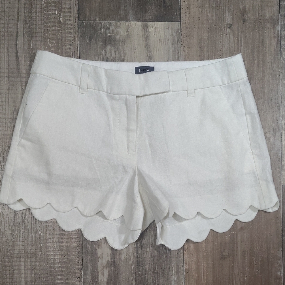 J. Crew Women's Cream Scalloped High Waist Shorts